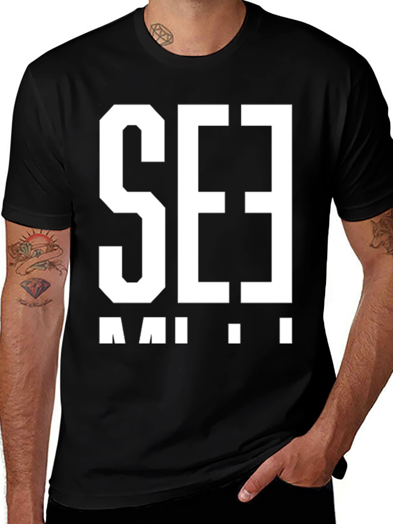 Bold Graphic T-Shirt - Black with White Print