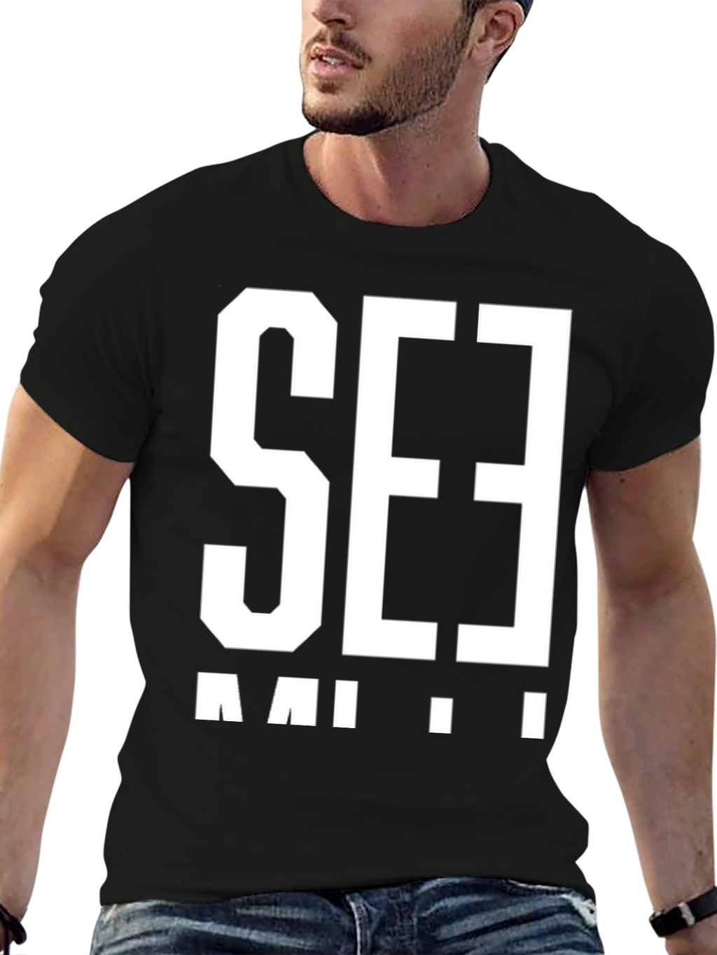 Bold Graphic T-Shirt - Black with White Print