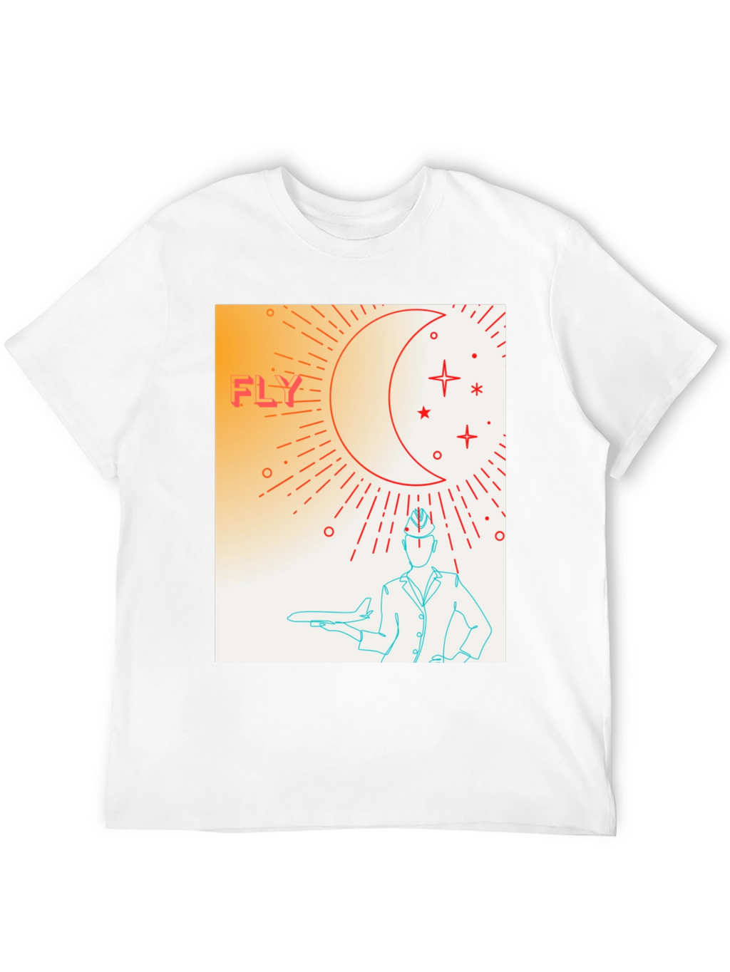 Fly High Graphic Tee - Airplane & Stars Design