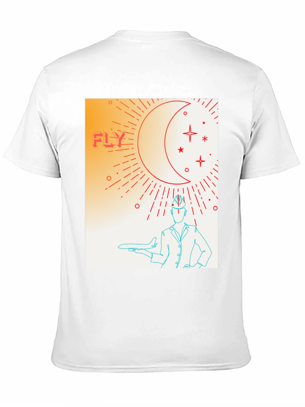 Fly High Graphic Tee - Airplane & Stars Design