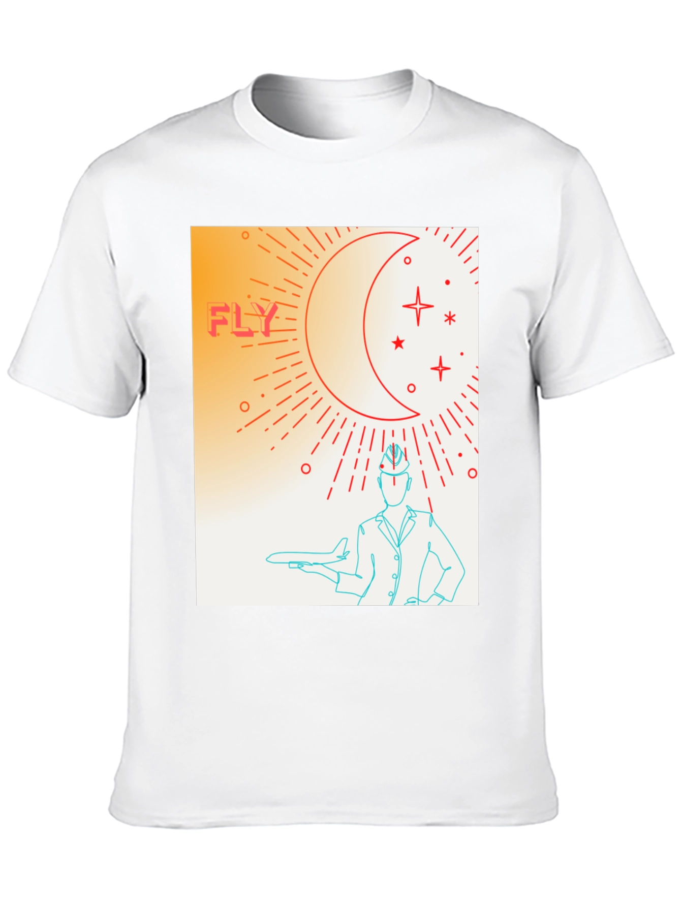 Fly High Graphic Tee - Airplane & Stars Design