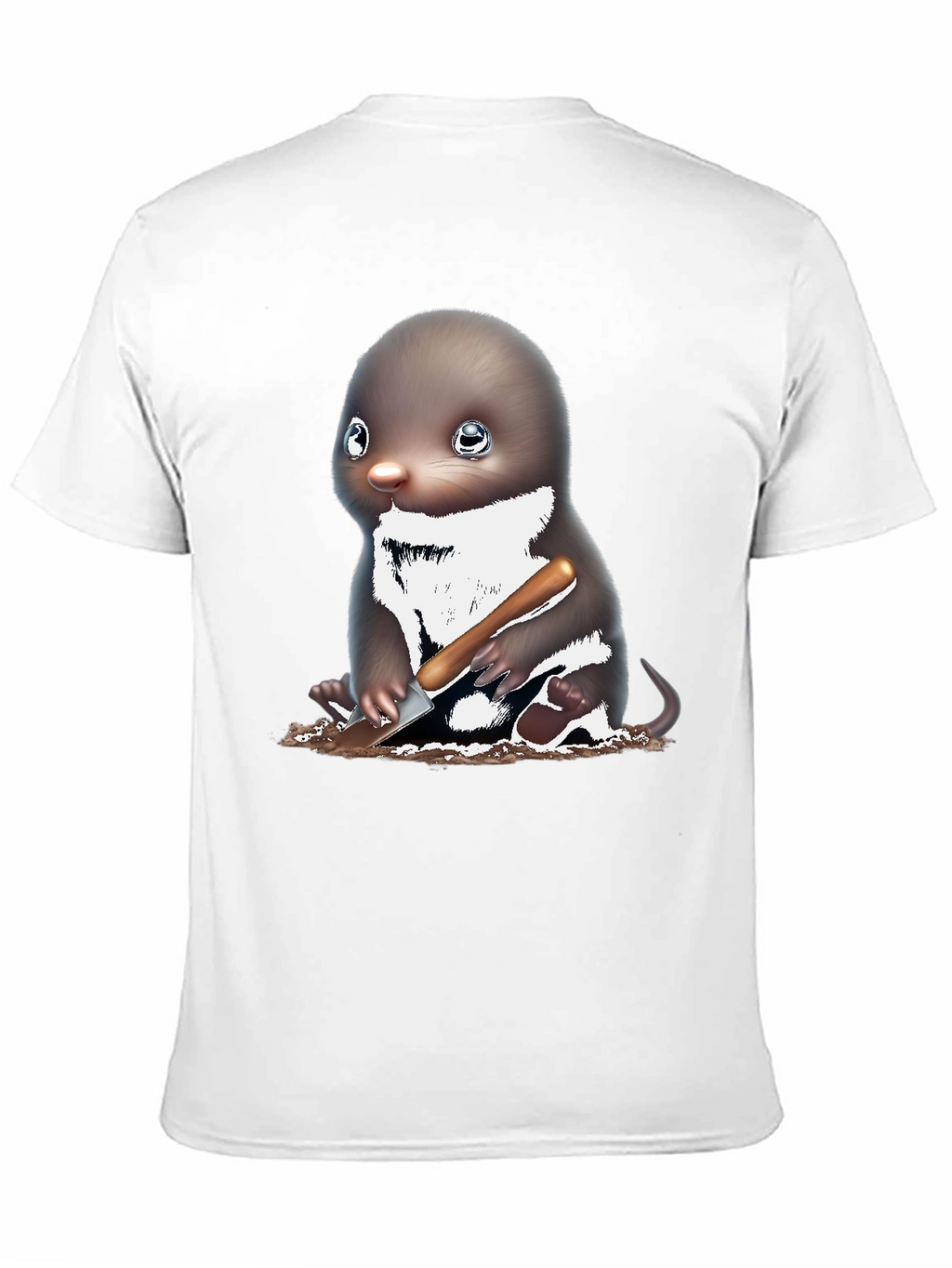 Mole Digging T-Shirt Black Cotton Tee