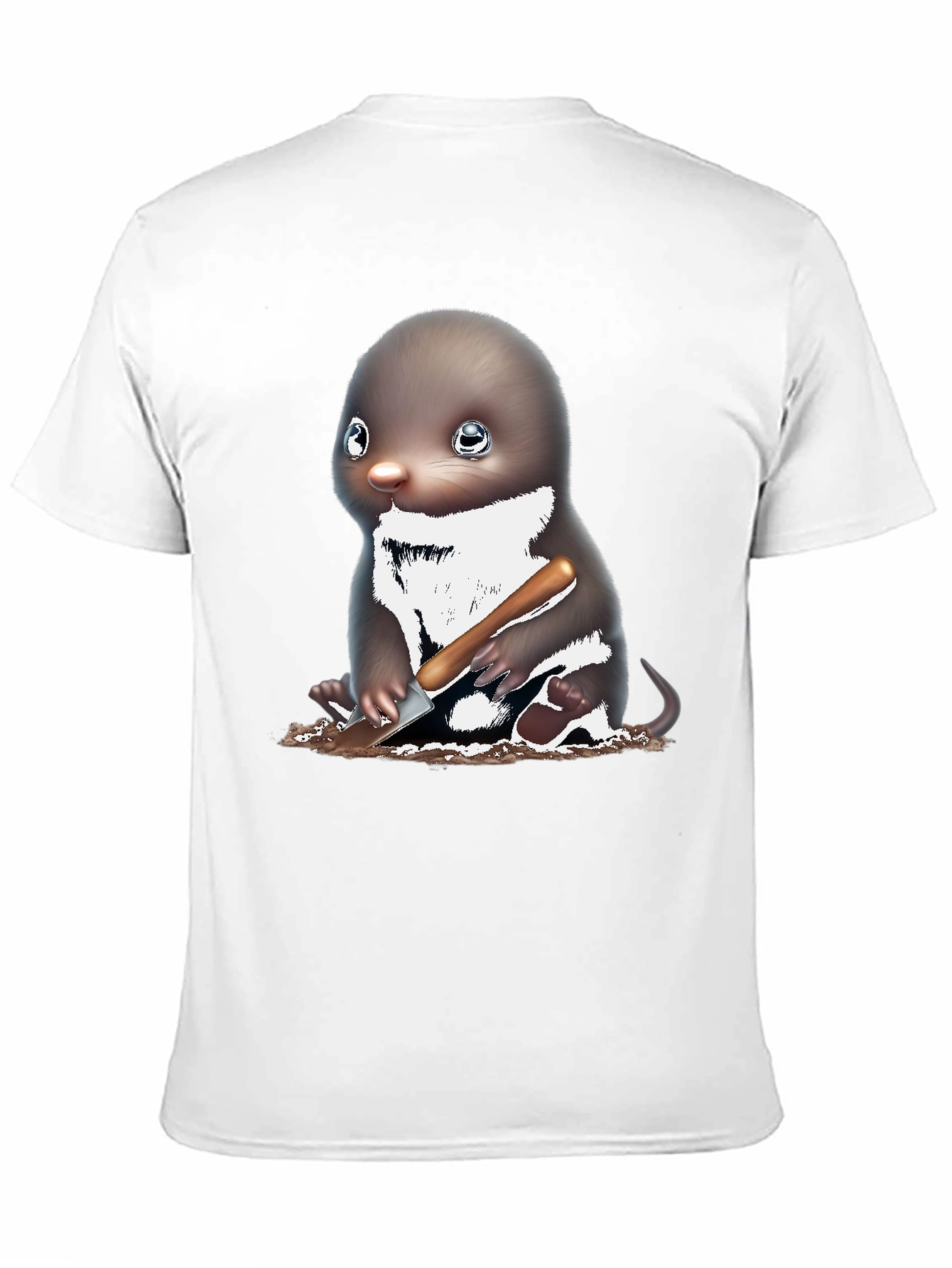 Mole Digging T-Shirt Black Cotton Tee