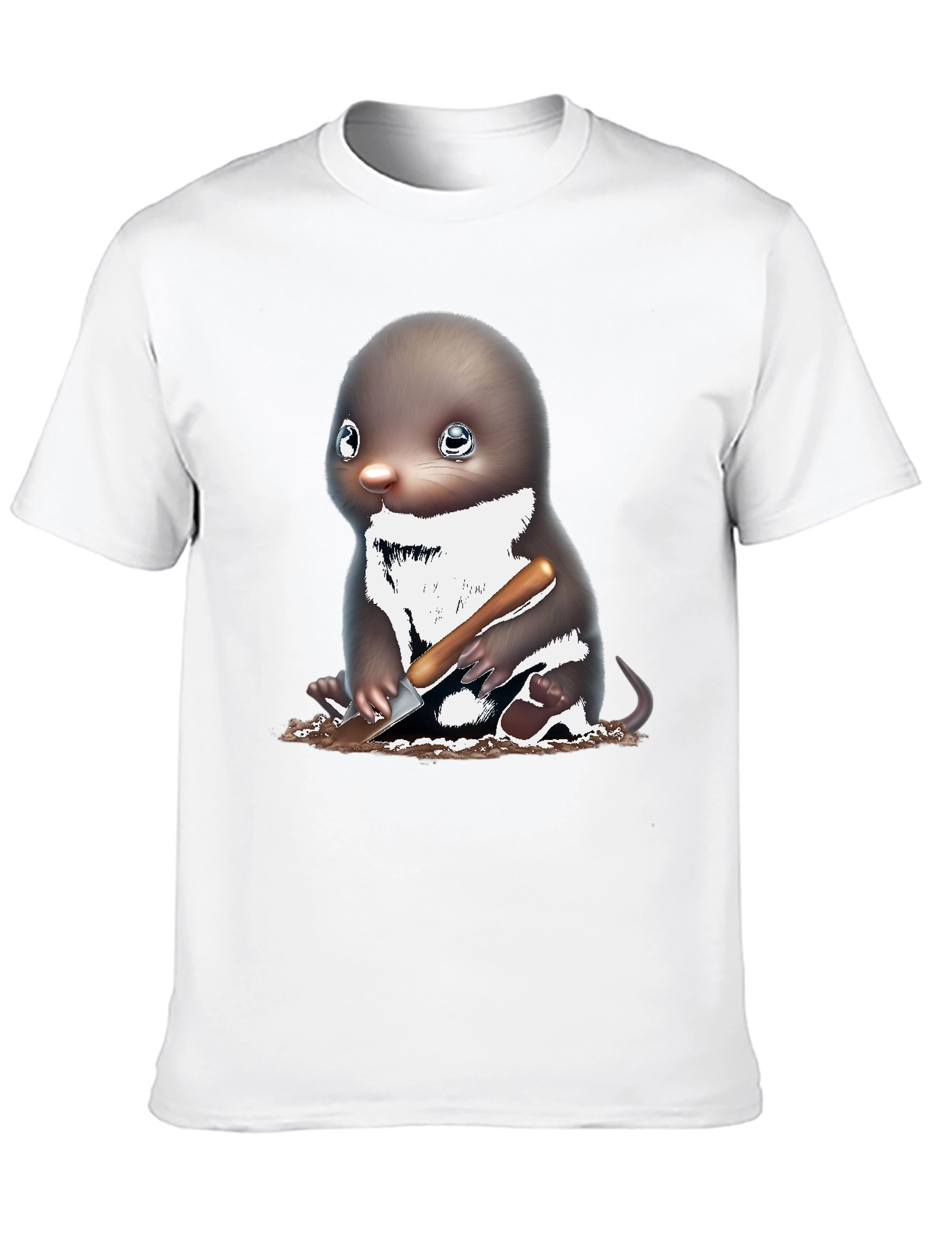 Mole Digging T-Shirt Black Cotton Tee