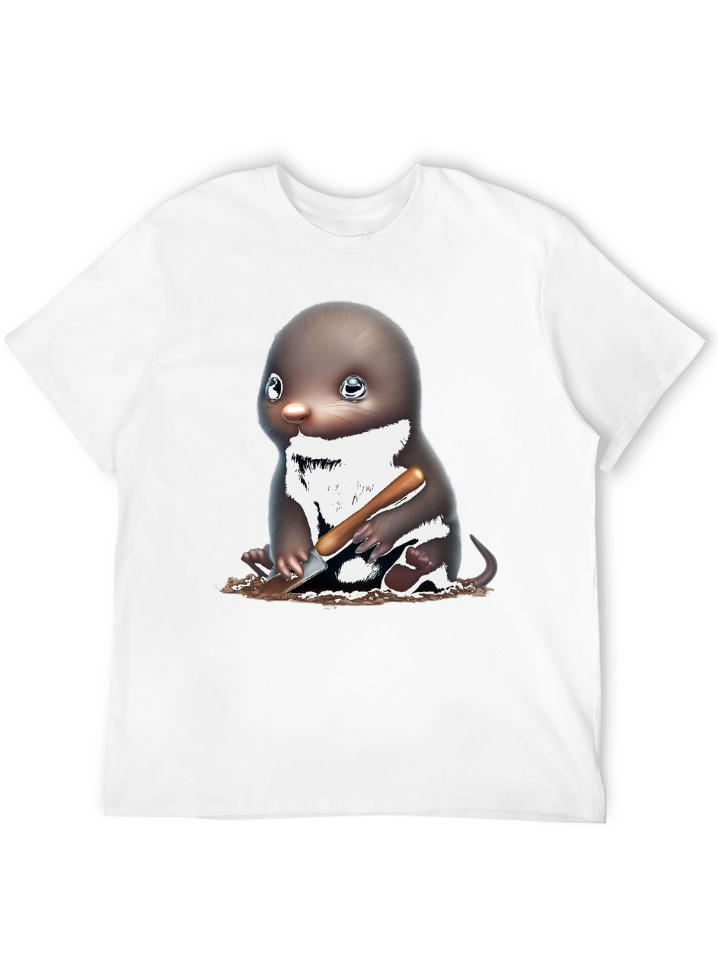 Mole Digging T-Shirt Black Cotton Tee