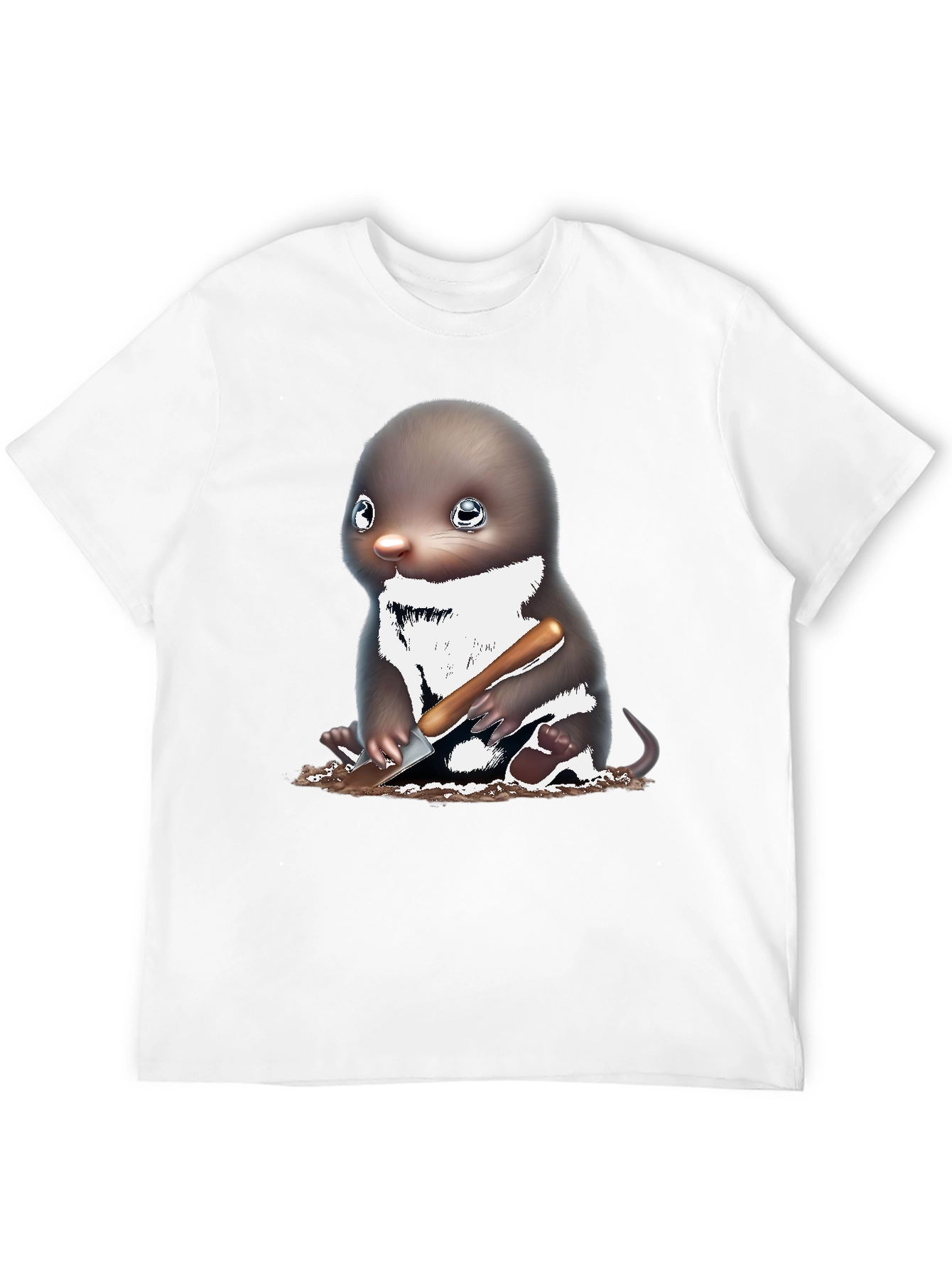 Mole Digging T-Shirt Black Cotton Tee