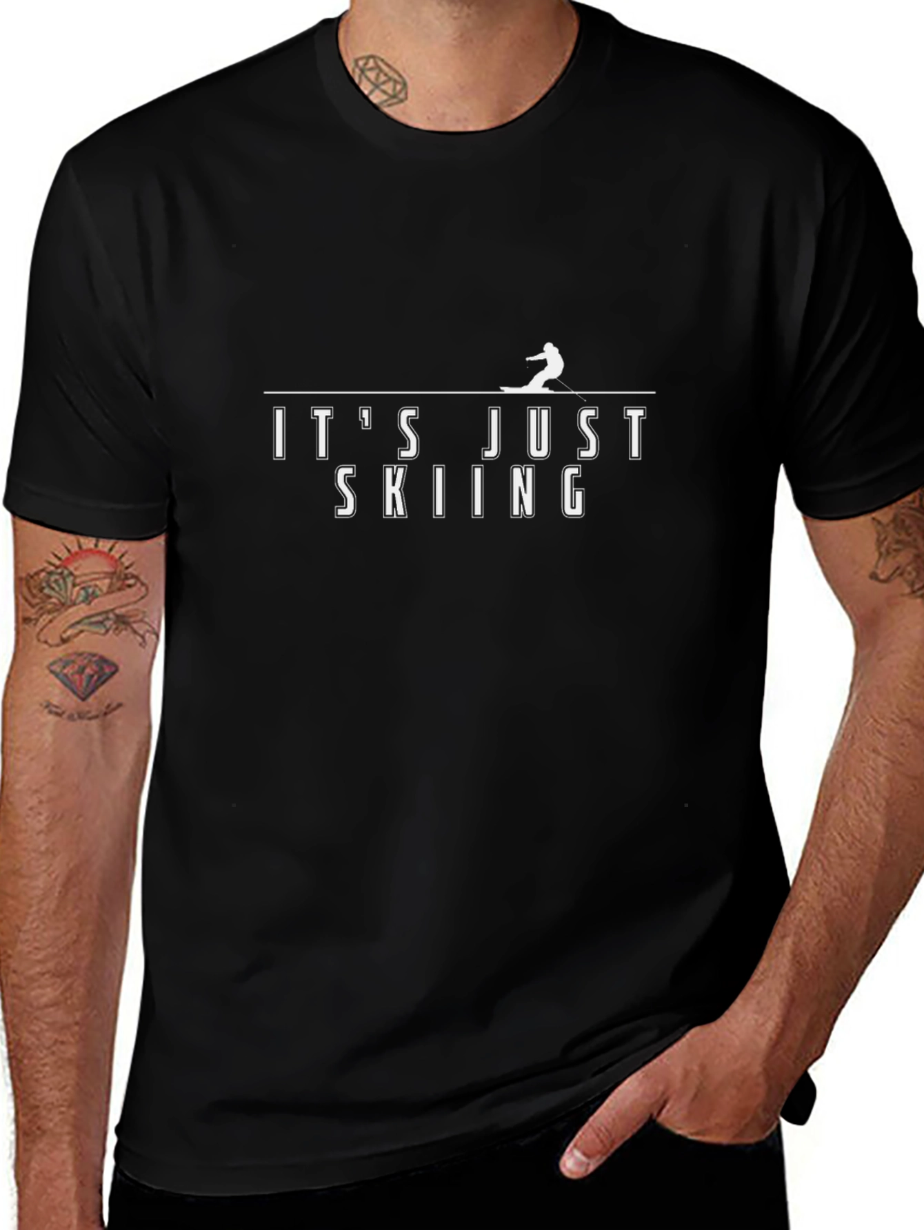 Its Just Skiing Tee - Stylish Black T-Shirt