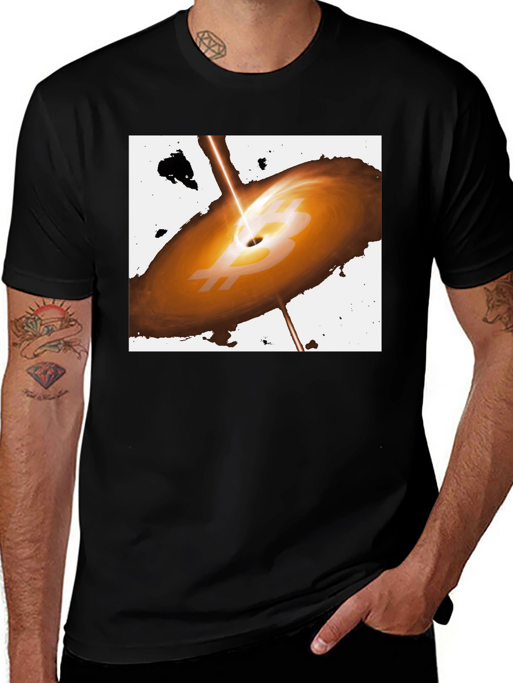 Bitcoin Black Hole T-Shirt - Crypto Galaxy Design