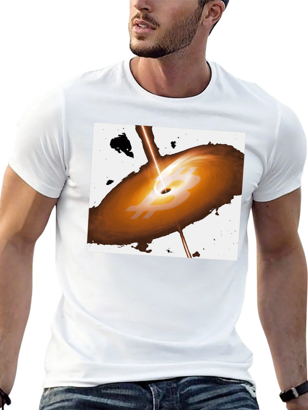 Bitcoin Black Hole T-Shirt - Crypto Galaxy Design