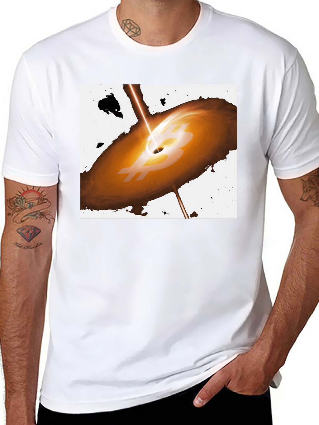 Bitcoin Black Hole T-Shirt - Crypto Galaxy Design