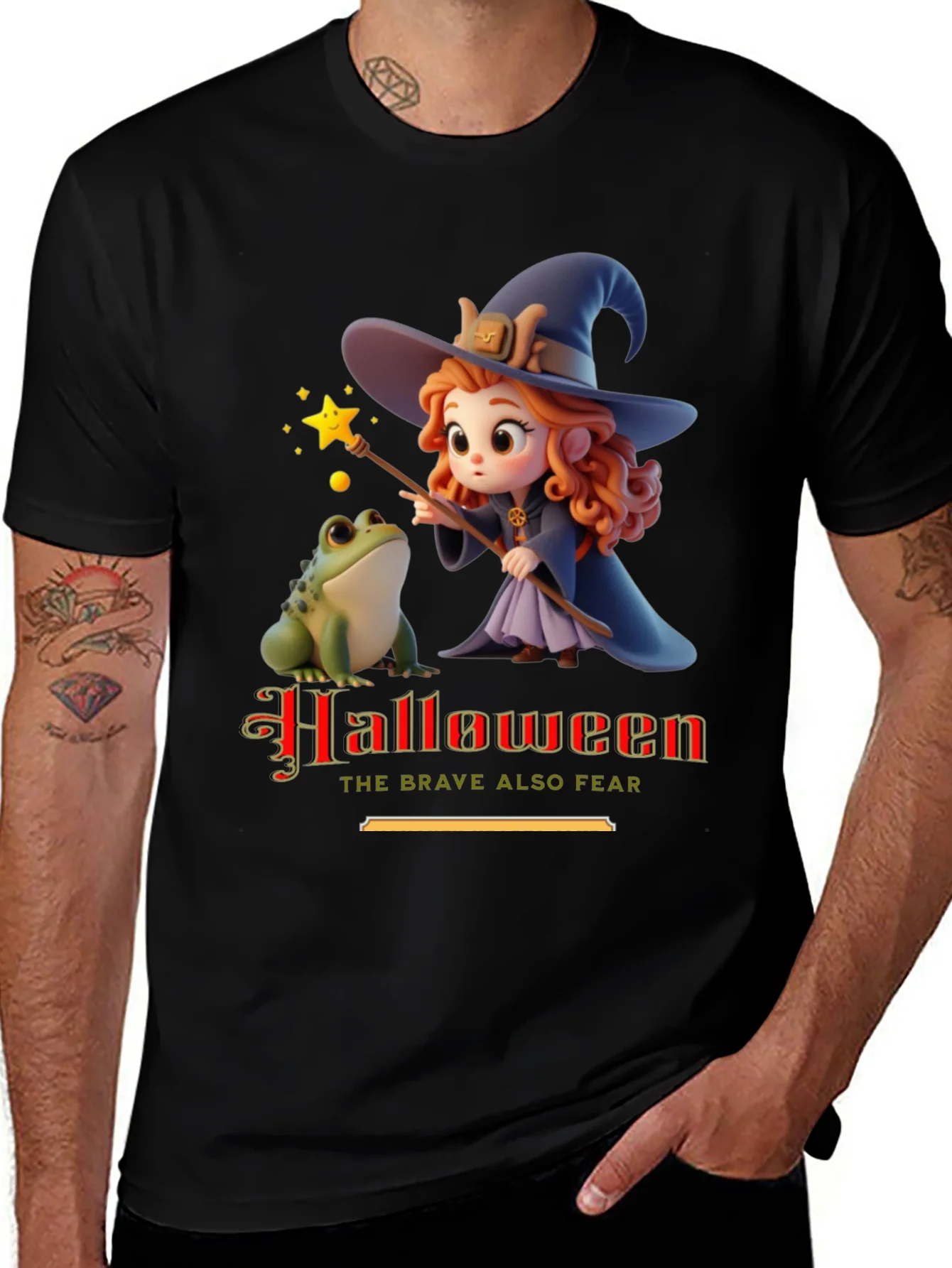 Halloween Witch & Frog Graphic Tee