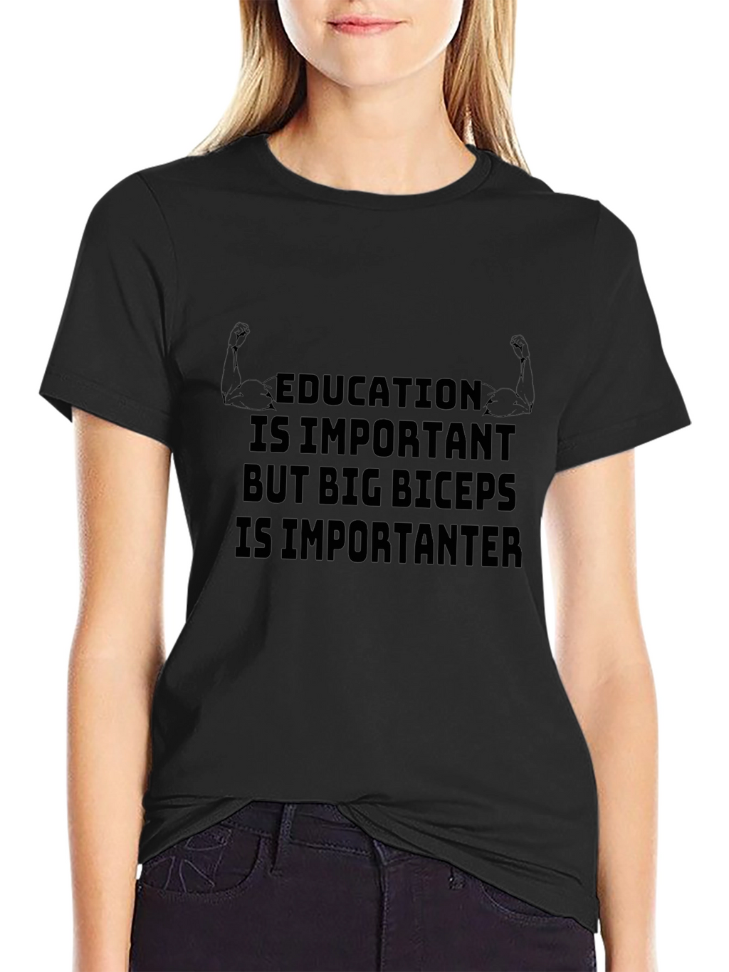 Education Vs. Biceps Graphic T-Shirt
