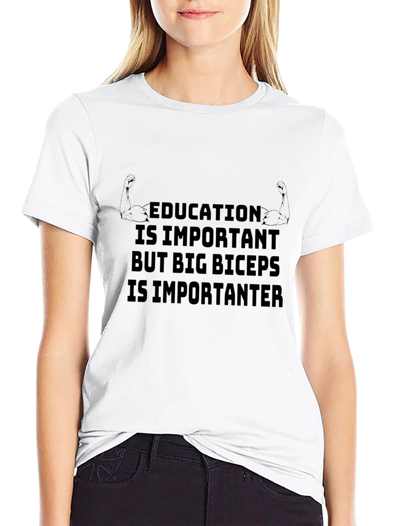 Education Vs. Biceps Graphic T-Shirt