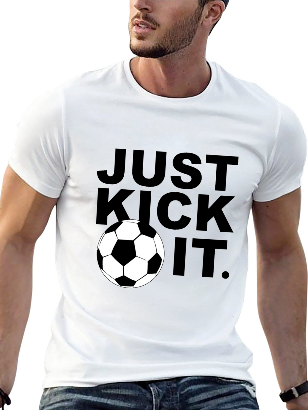 Just Kick It Graphic Tee - Soccer Ball Design