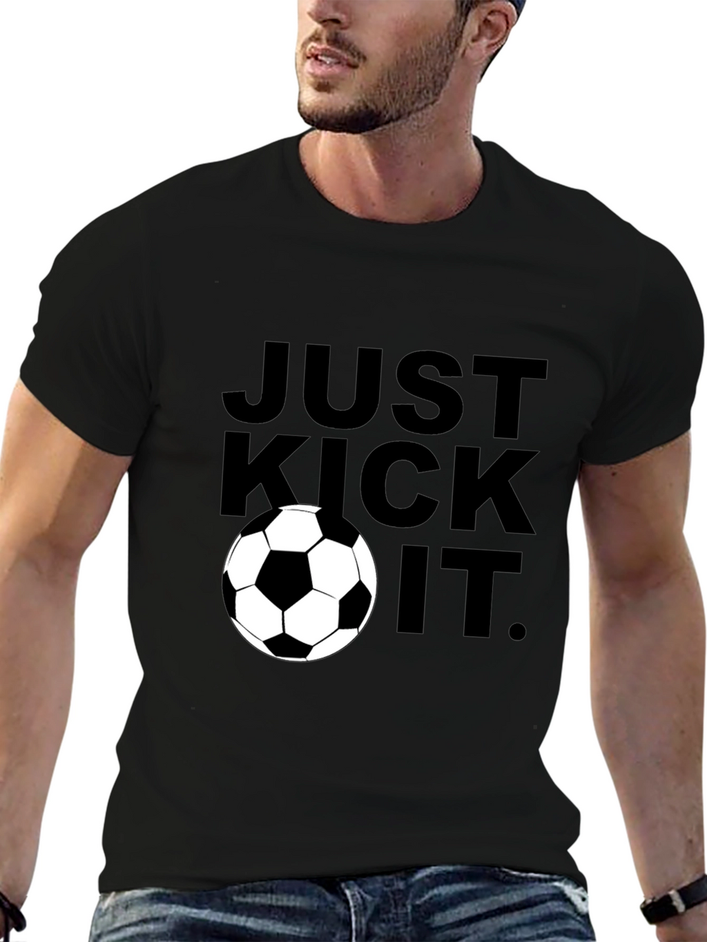 Just Kick It Graphic Tee - Soccer Ball Design