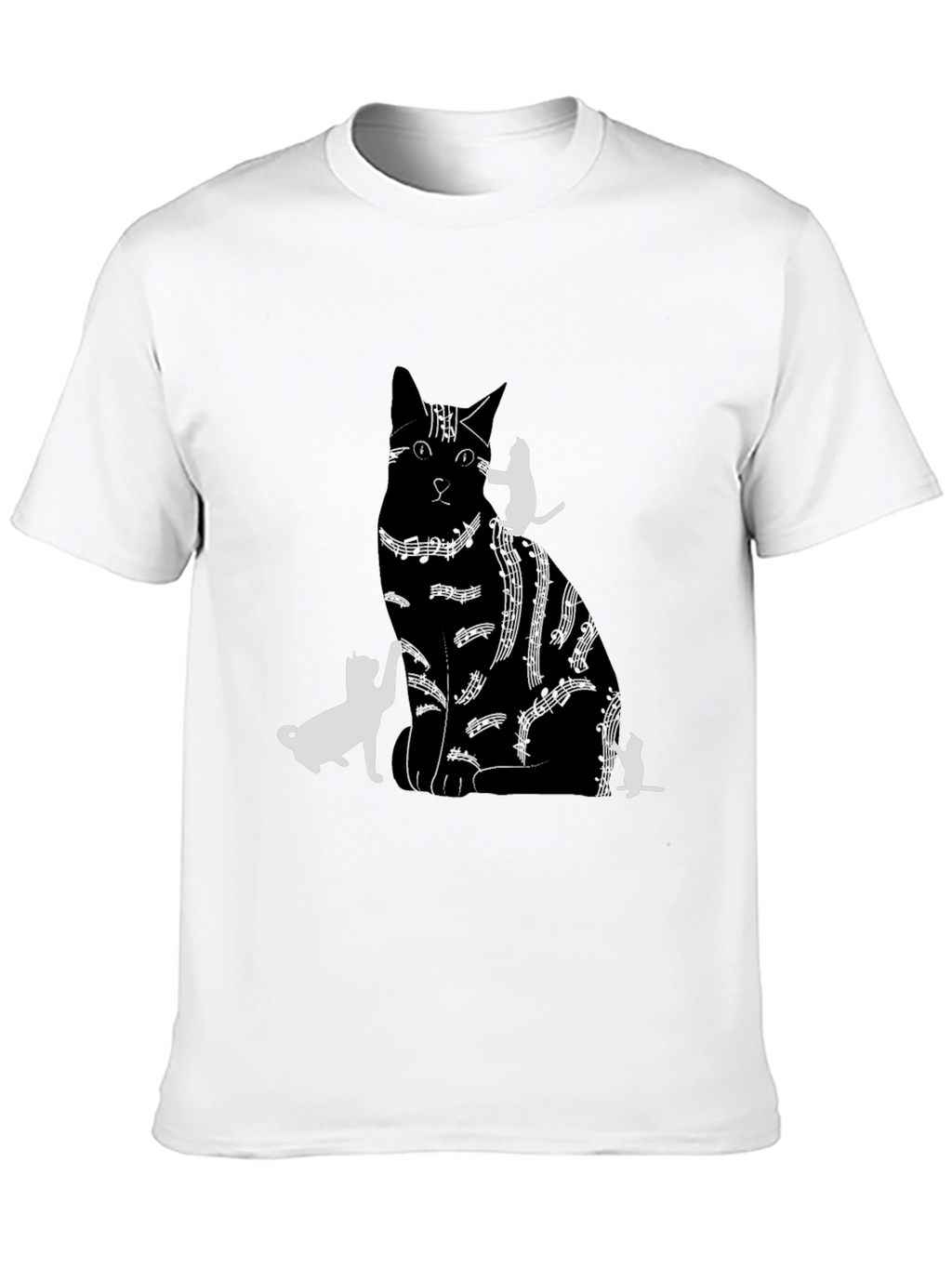 Cat Silhouette Graphic Tee - Black