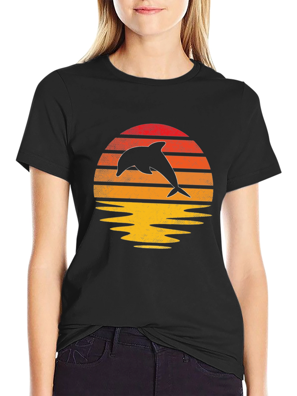 Retro Dolphin Sunset Graphic Tee