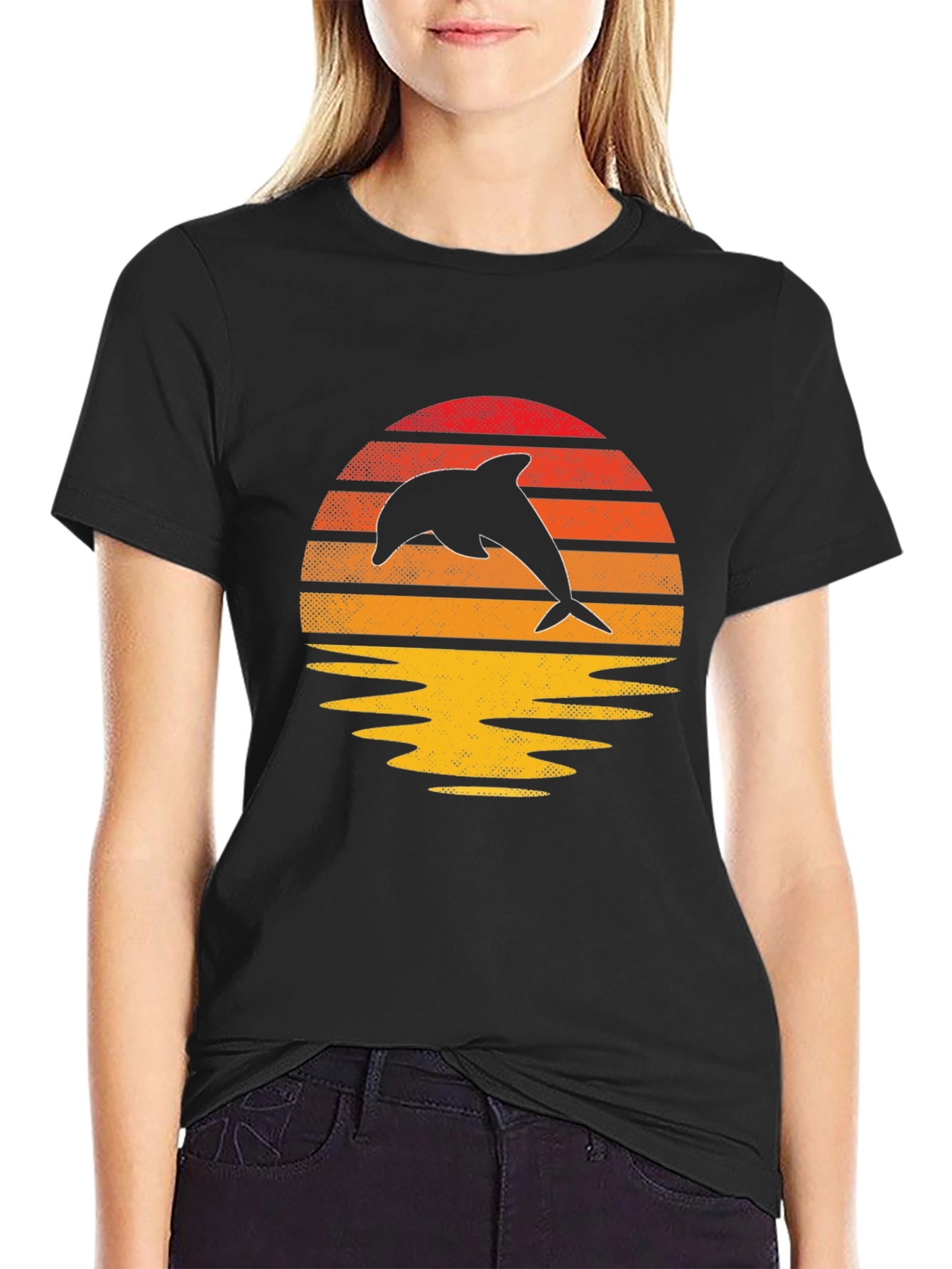 Retro Dolphin Sunset Graphic Tee