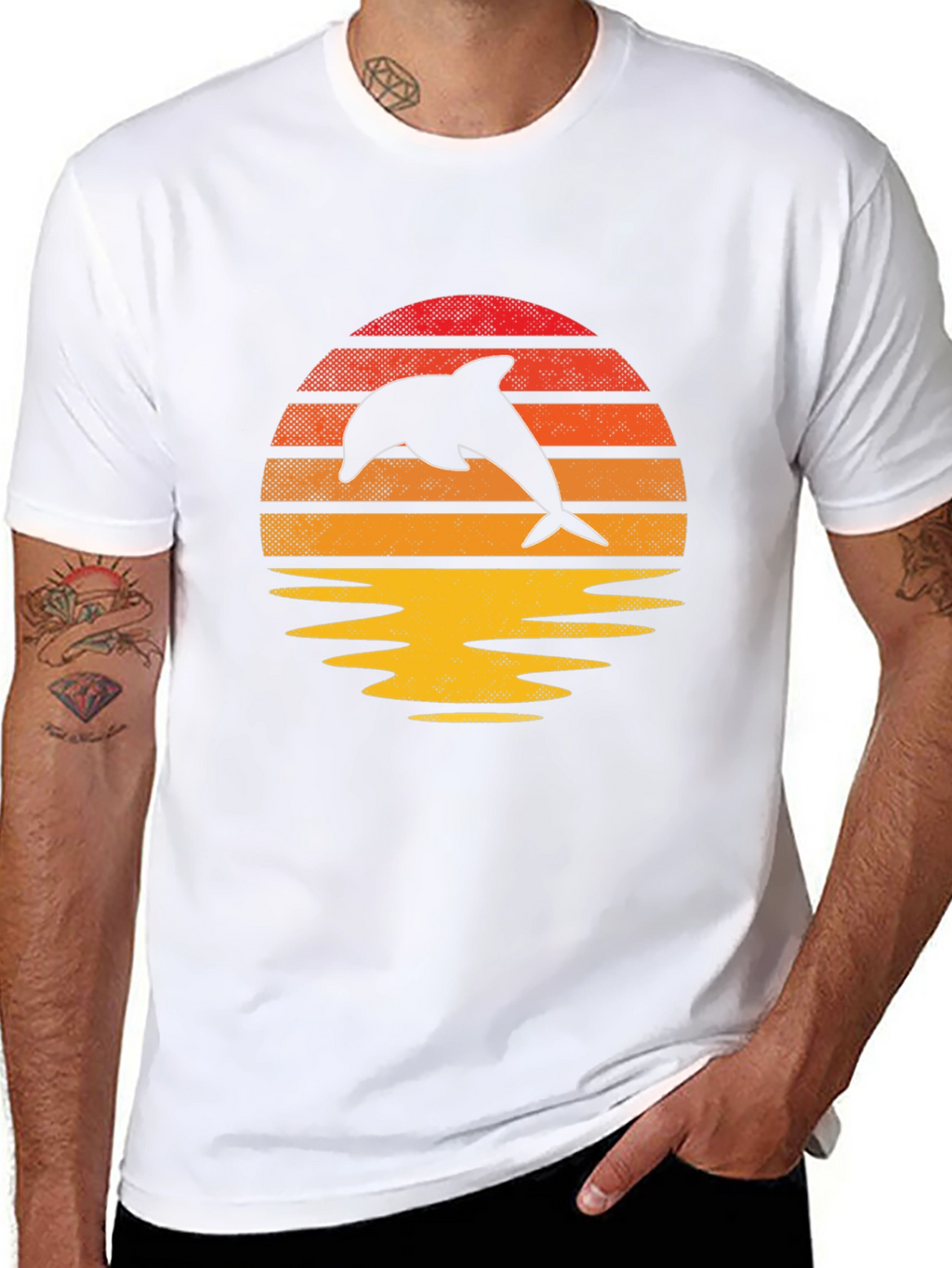 Retro Dolphin Sunset Graphic Tee