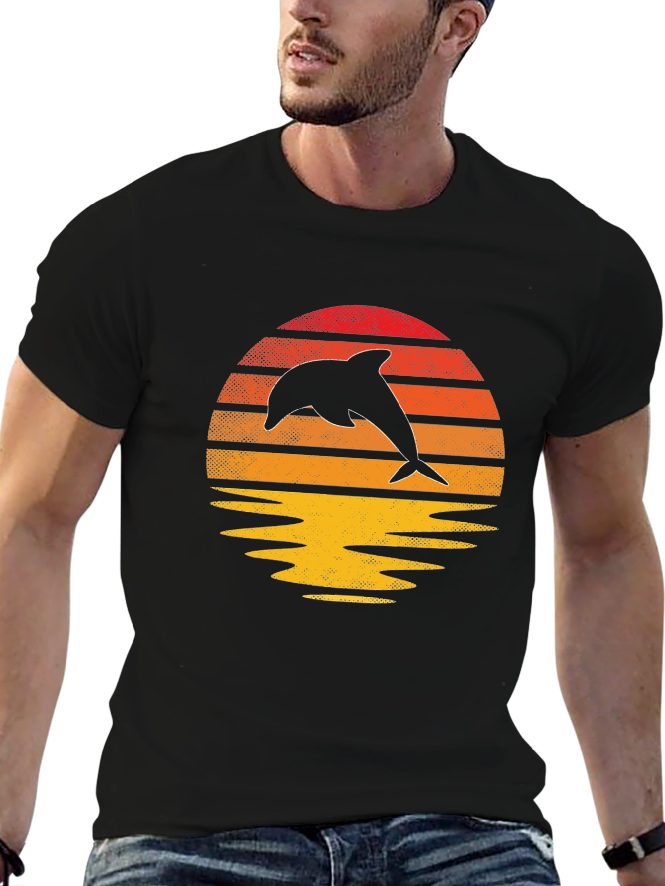 Retro Dolphin Sunset Graphic Tee