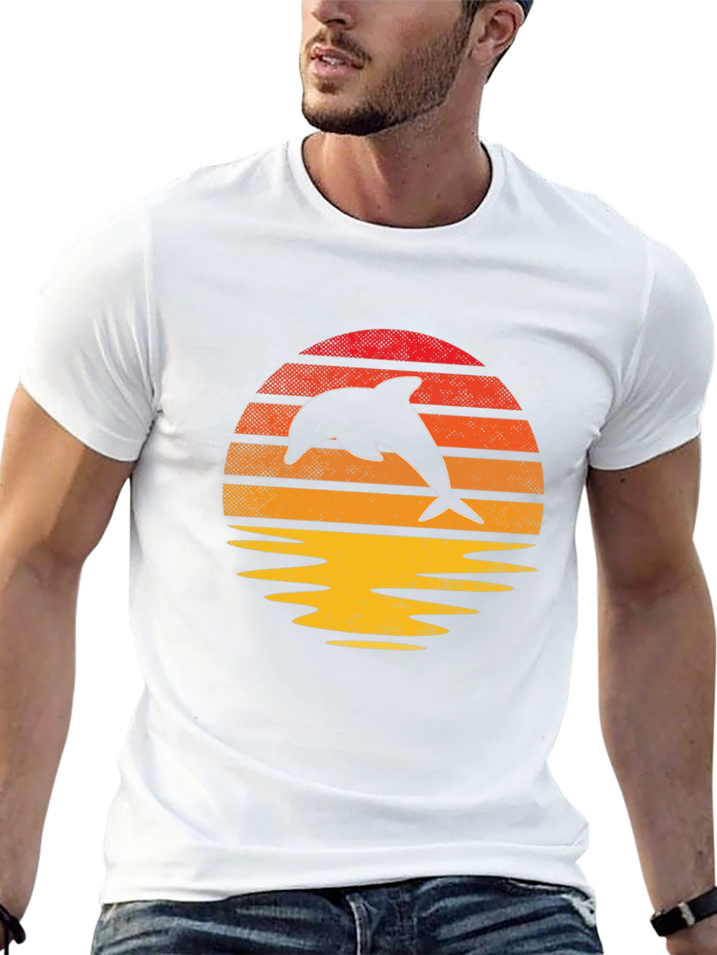 Retro Dolphin Sunset Graphic Tee