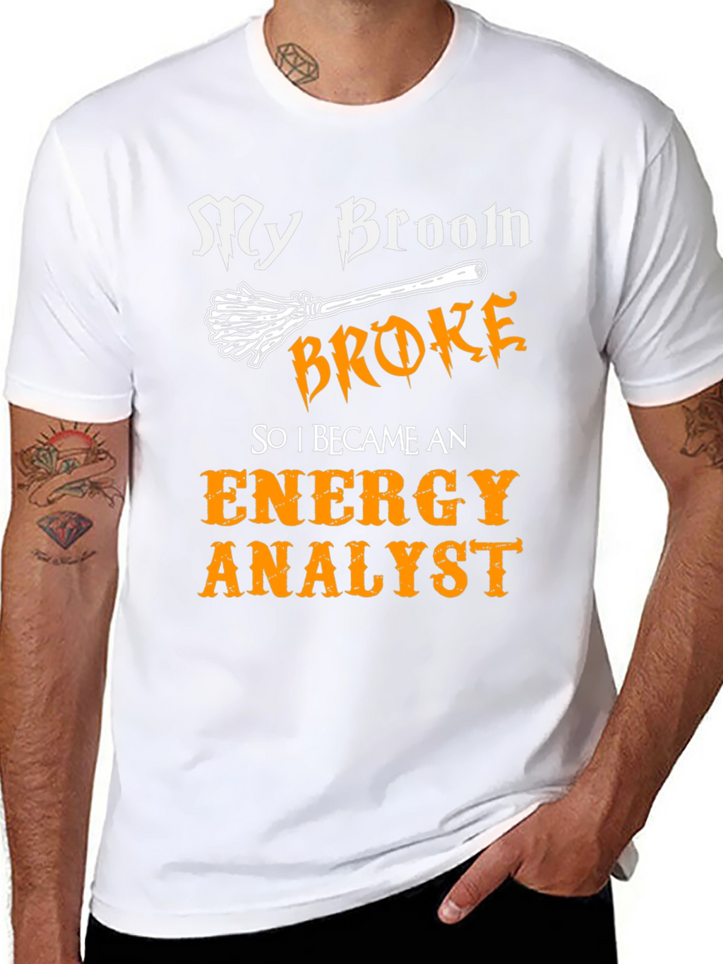 Funny Energy Analyst T-Shirt - Broken Broom Design