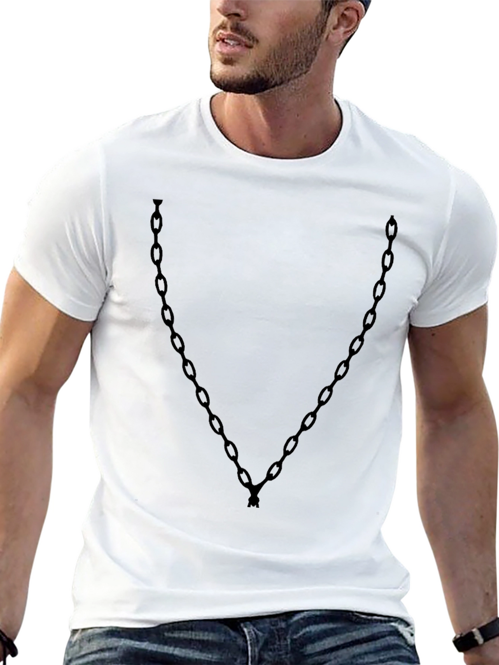 Chain Graphic Black Tee - Edgy Casual Style
