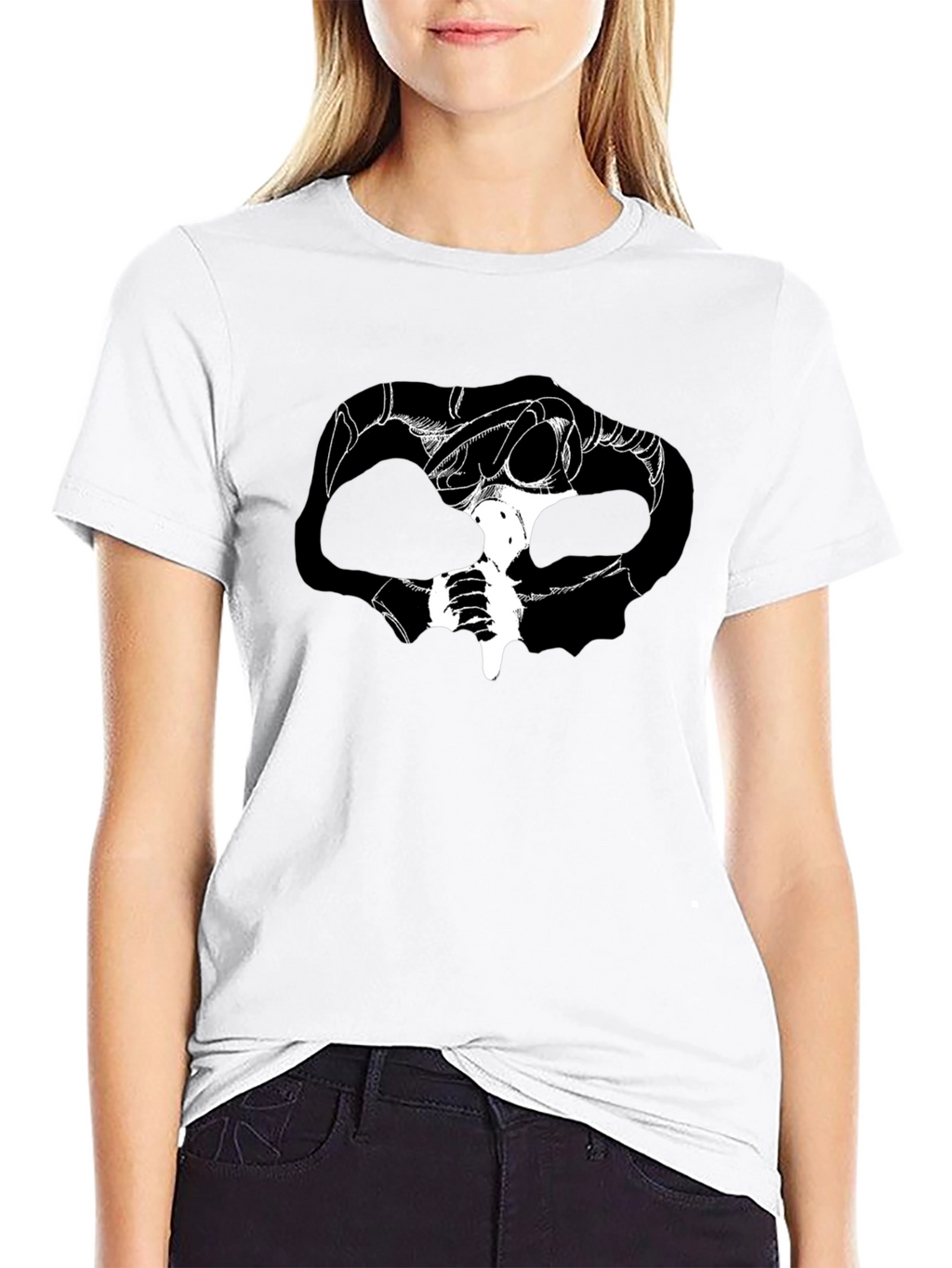 Graphic Print Skull Tee - Dark Fantasy Style