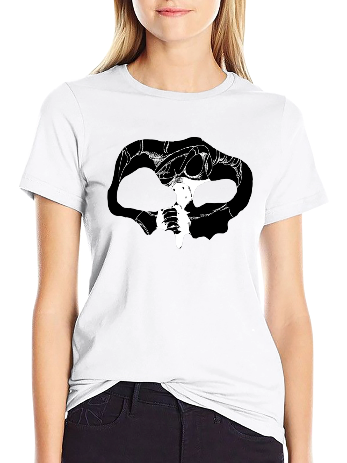 Graphic Print Skull Tee - Dark Fantasy Style