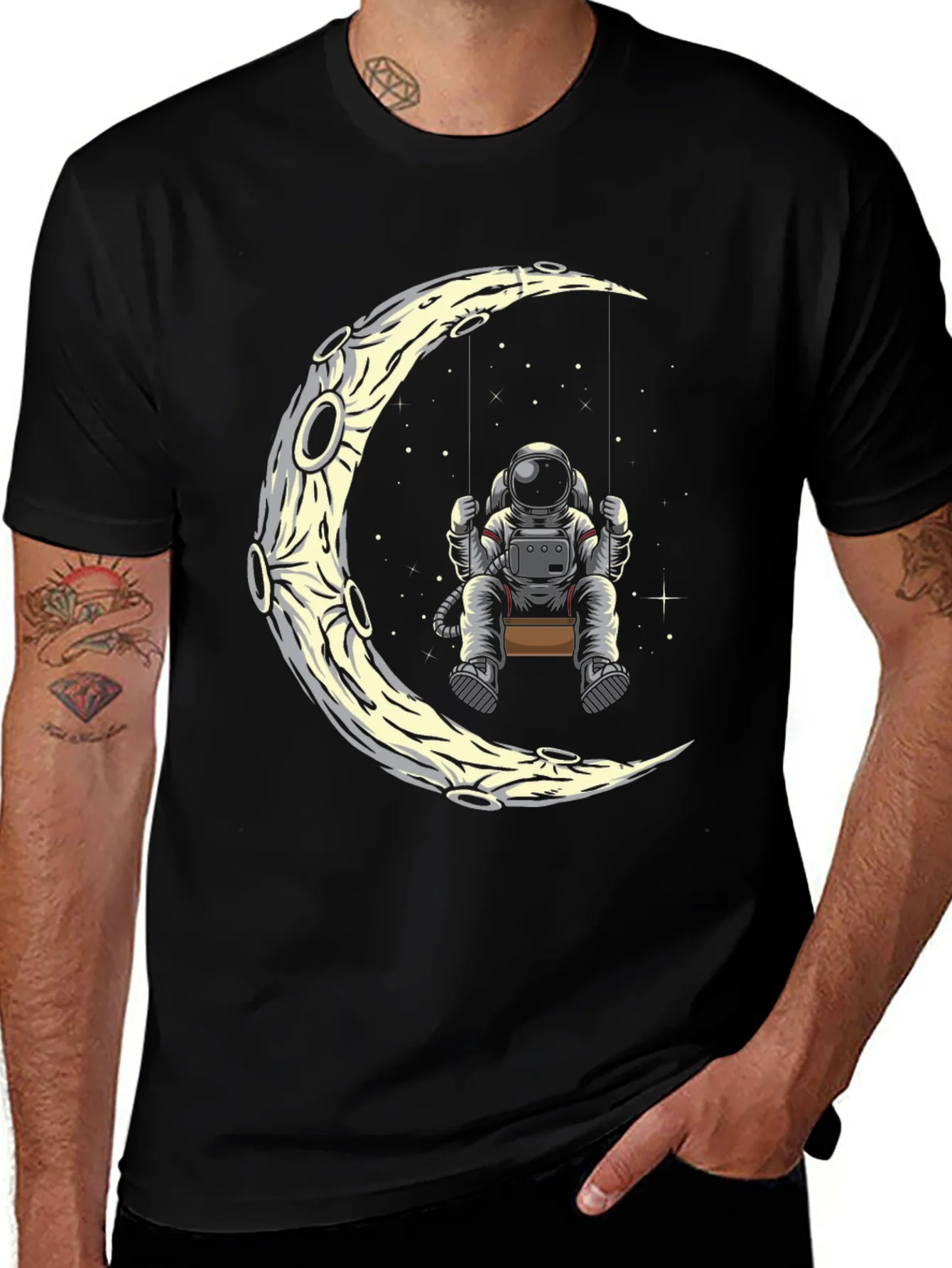 Astronaut Moon Swing Graphic Tee - Black