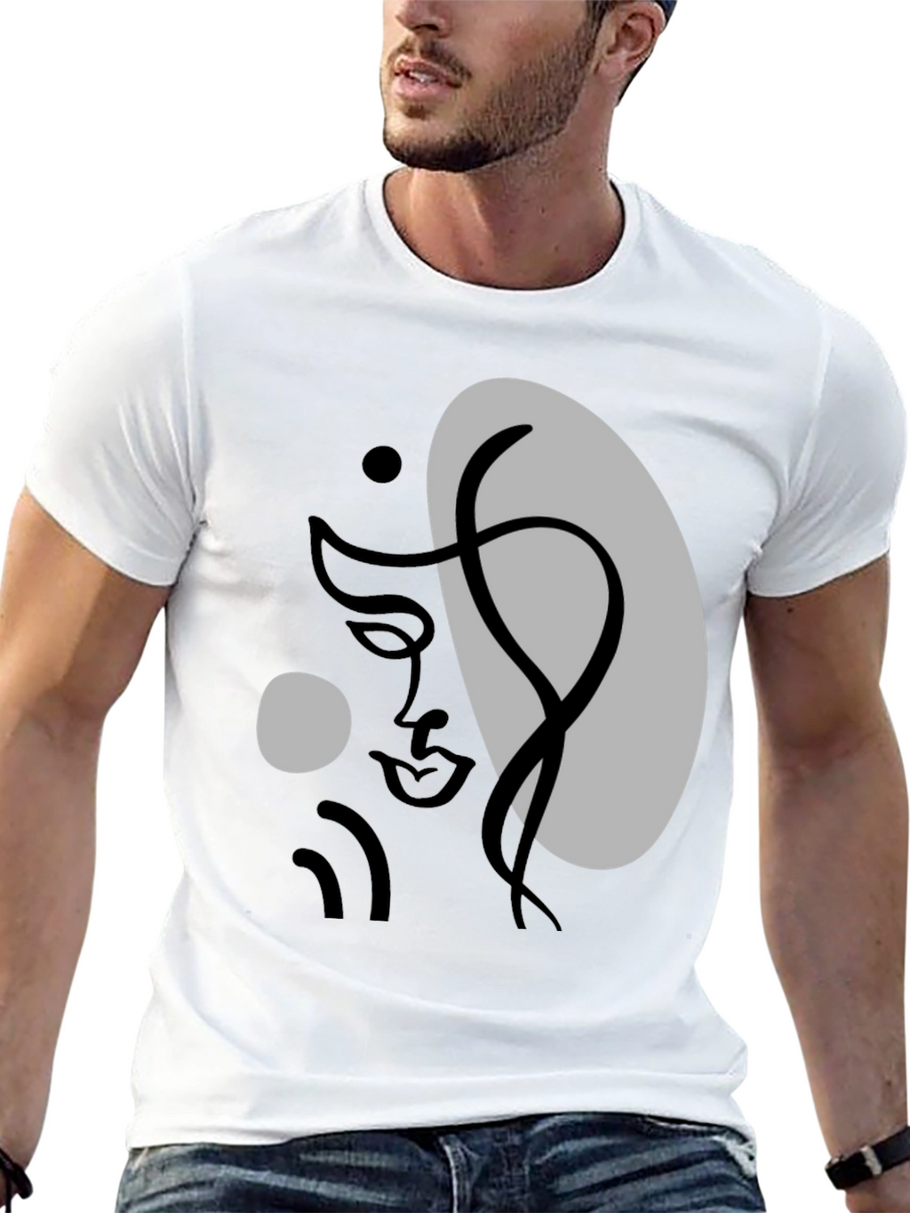 Abstract Face Graphic Tee - Modern Art T-Shirt