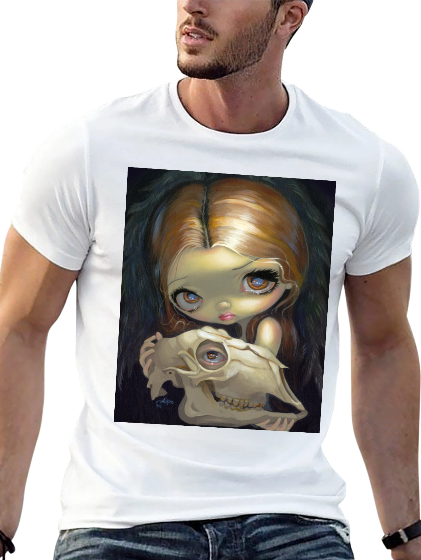 Eerie Girl Skull Graphic T-Shirt