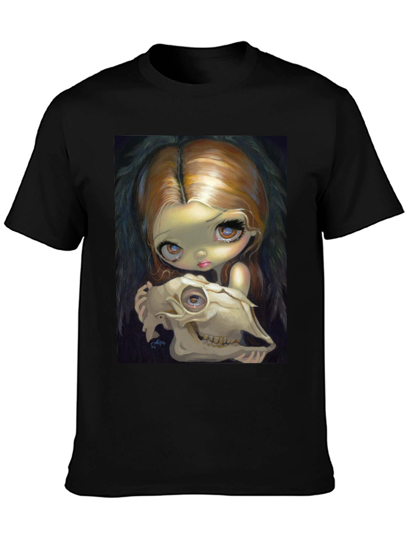 Eerie Girl Skull Graphic T-Shirt
