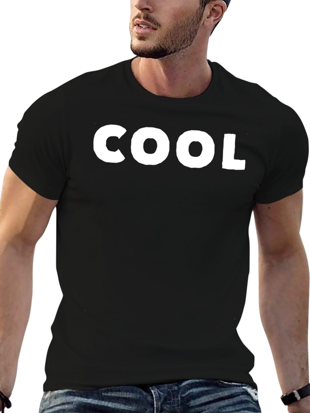 Cool Graphic Tee - Black Cotton Blend Casual Shirt