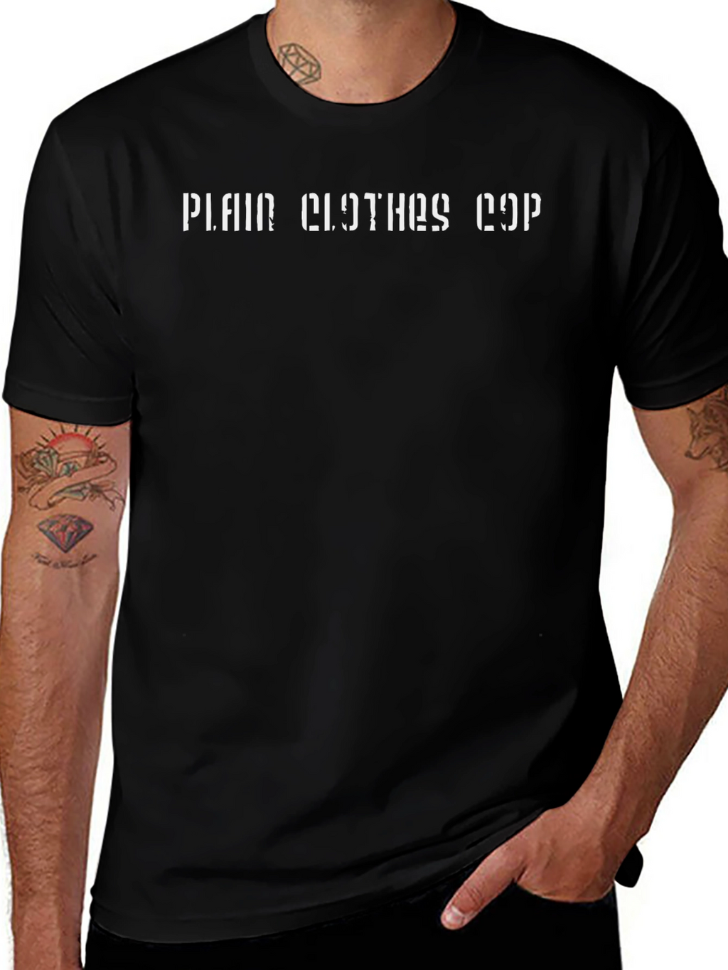 Plain Clothes Cop Graphic T-Shirt - Black