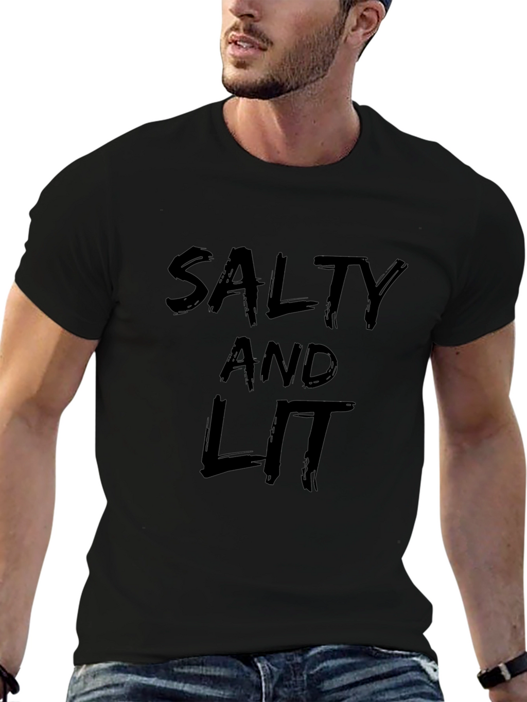 Salty and Lit Black Graphic Tee