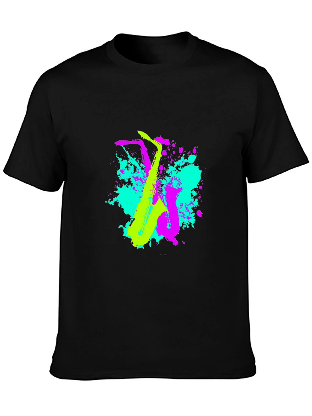 Neon Saxophone Graphic T-Shirt - Music Lovers Tee
