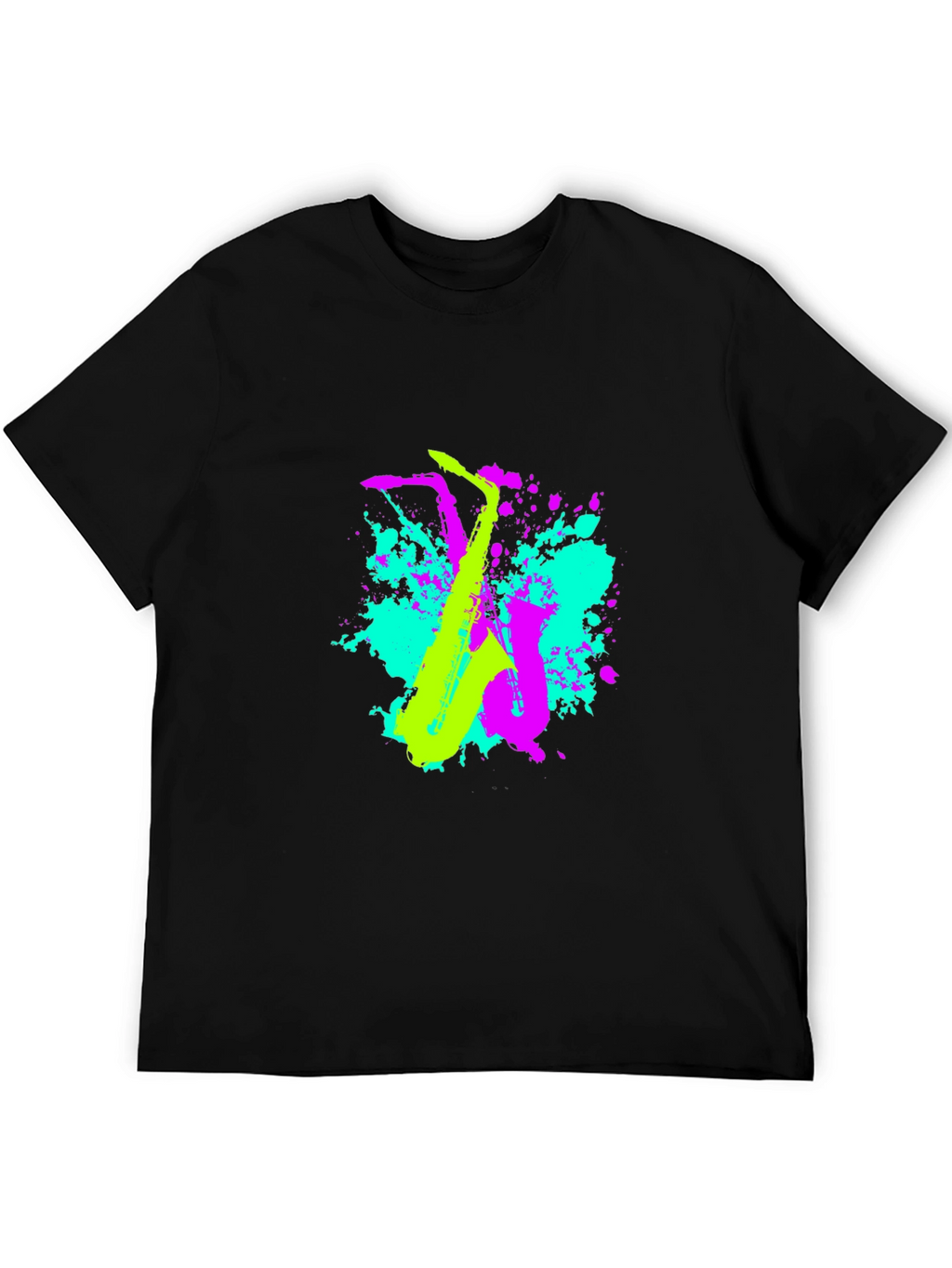 Neon Saxophone Graphic T-Shirt - Music Lovers Tee