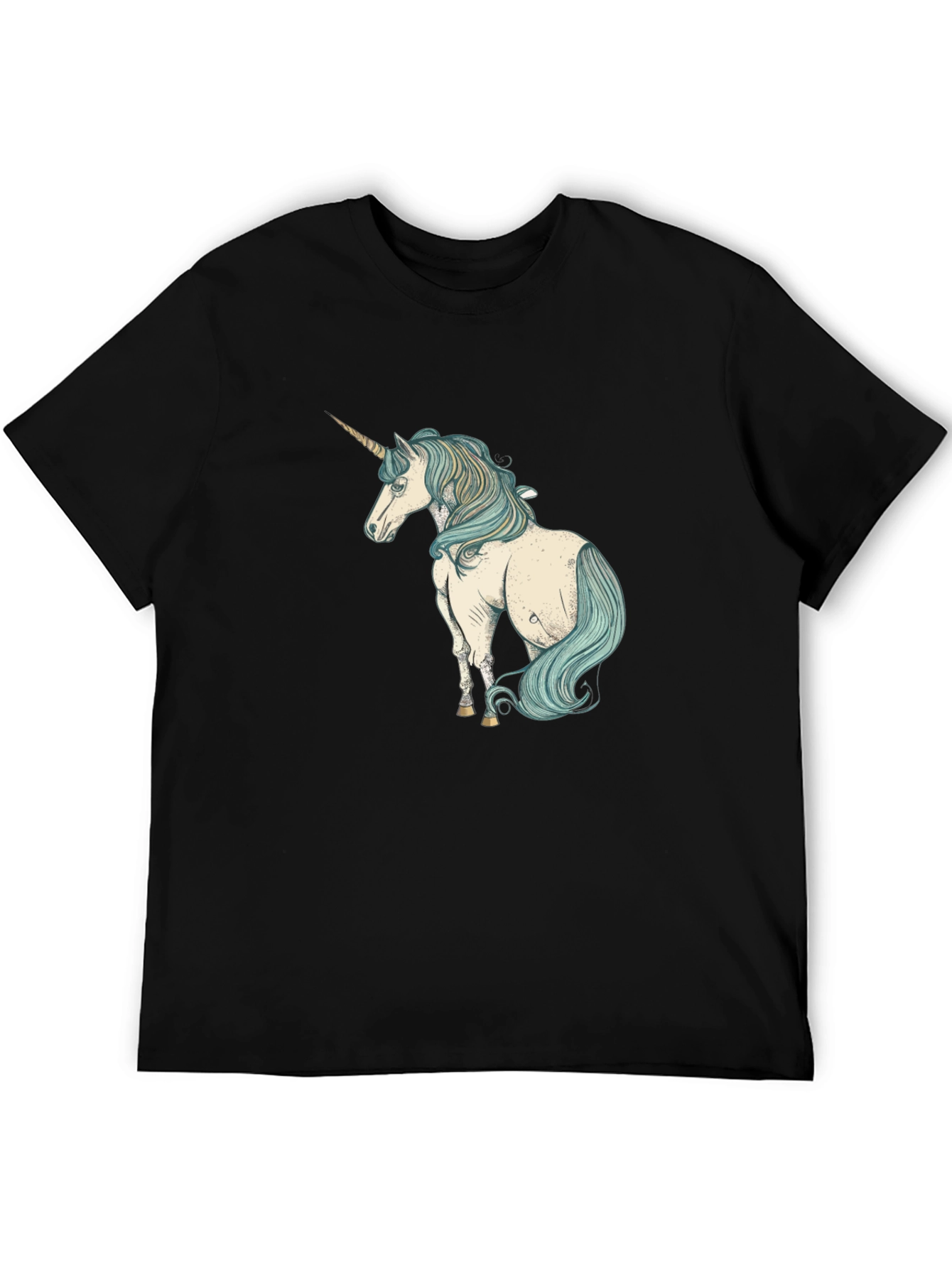 Unicorn Graphic Tee - Black Cotton T-Shirt