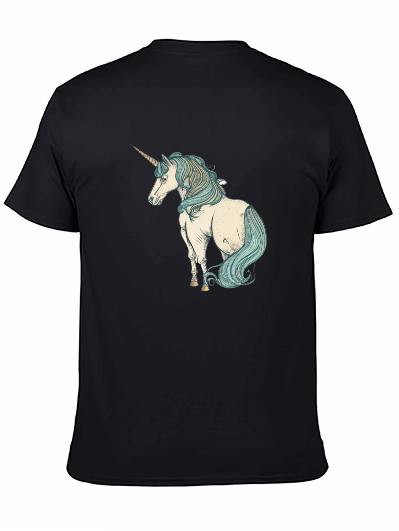 Unicorn Graphic Tee - Black Cotton T-Shirt