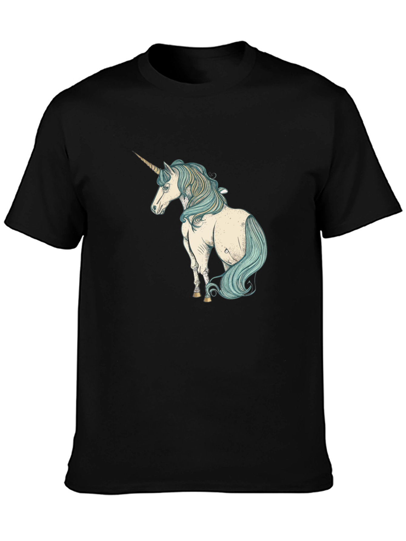 Unicorn Graphic Tee - Black Cotton T-Shirt