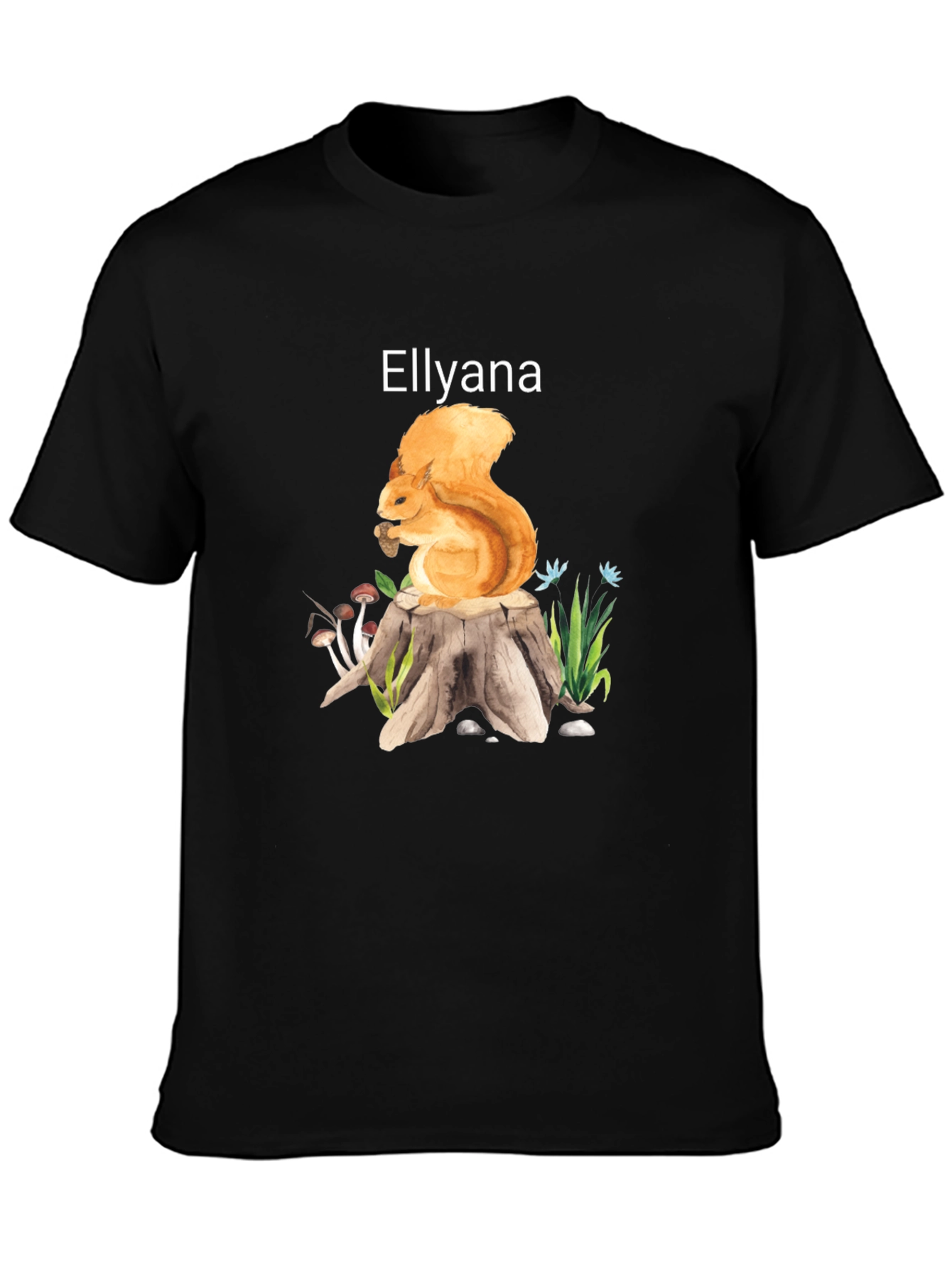 Squirrel Stump Tee - Ellyana Wildlife Black Shirt