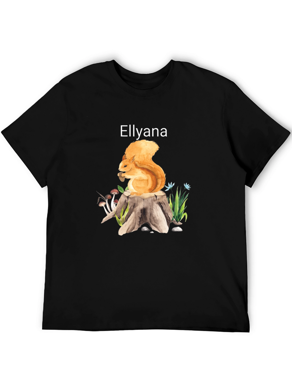 Squirrel Stump Tee - Ellyana Wildlife Black Shirt