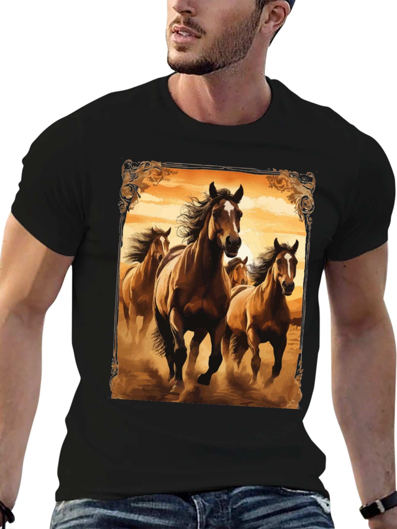 Horse Herd Graphic Tee - Black T-Shirt