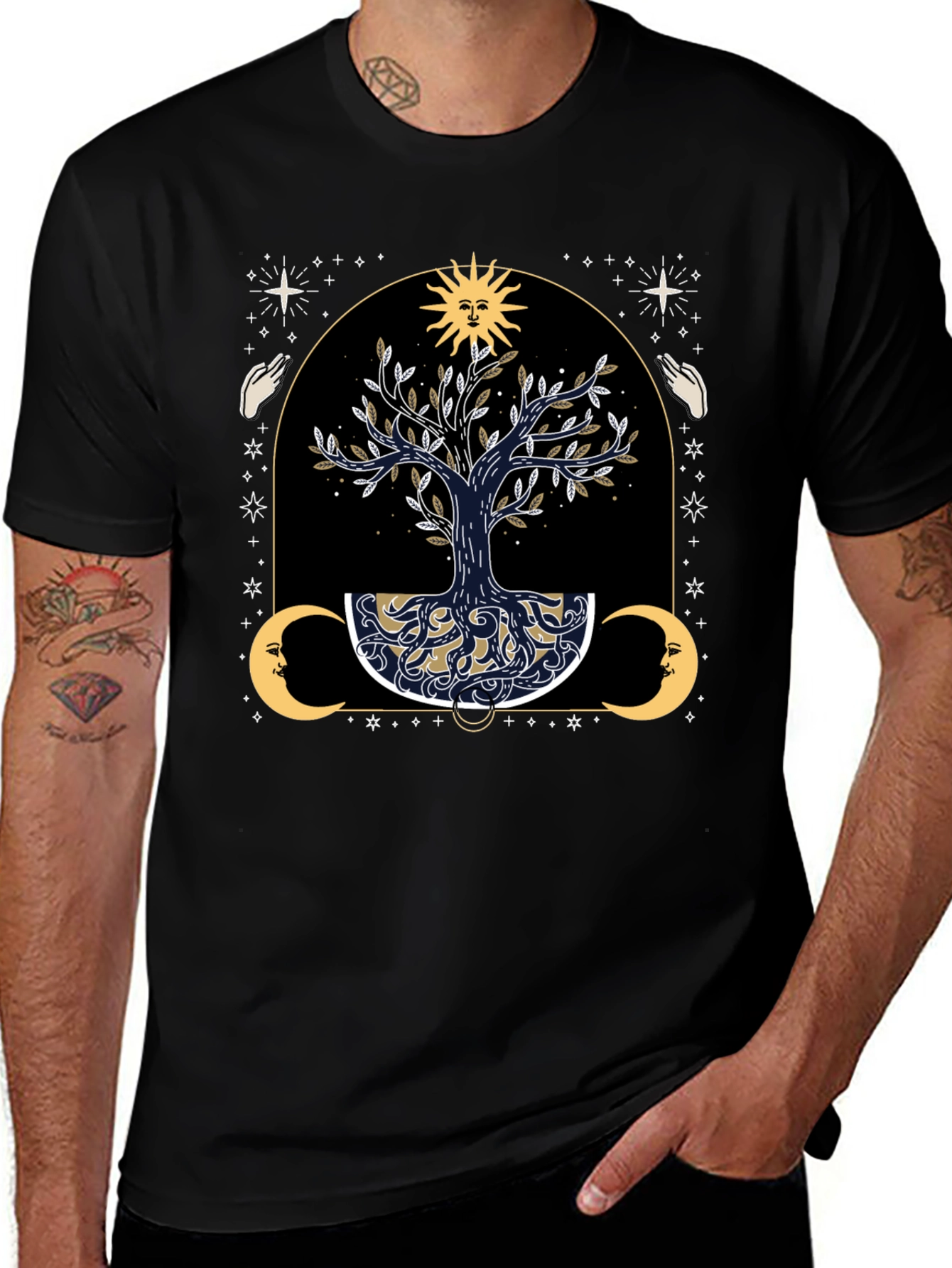 Mystical Tree of Life Graphic Tee - Black