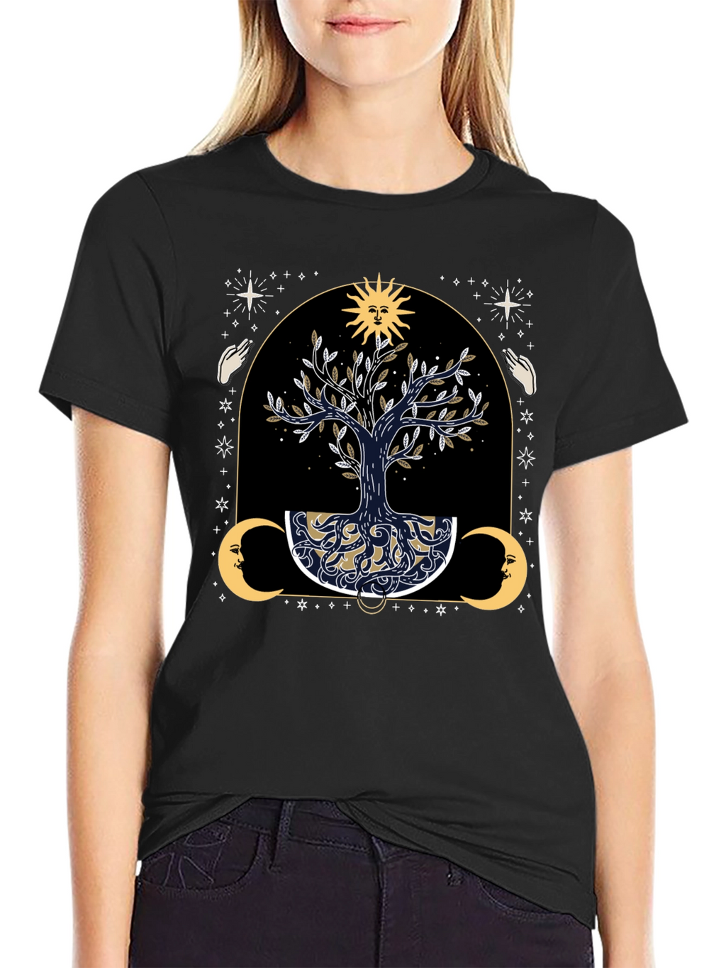 Mystical Tree of Life Graphic Tee - Black