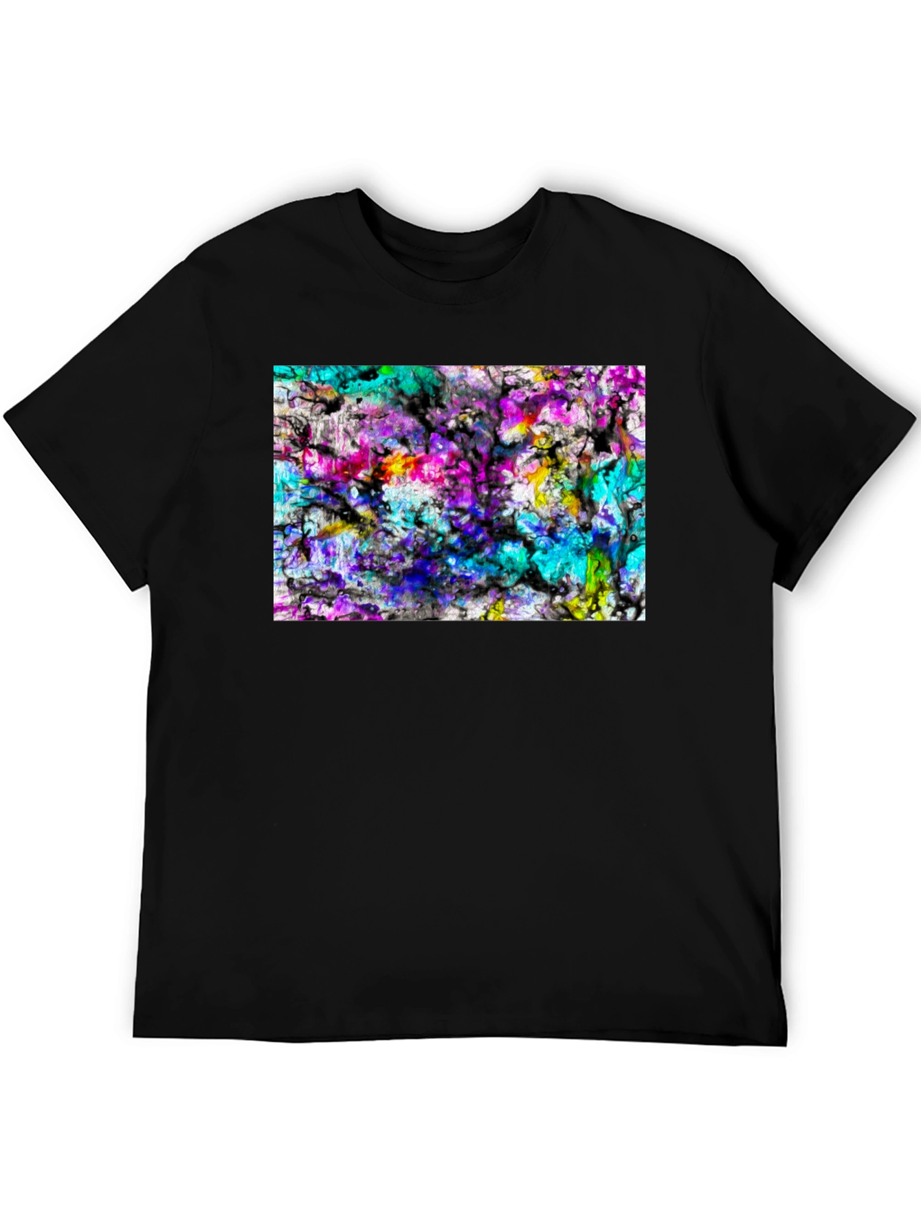 Abstract Art Print Black Tee - Modern Casual Wear