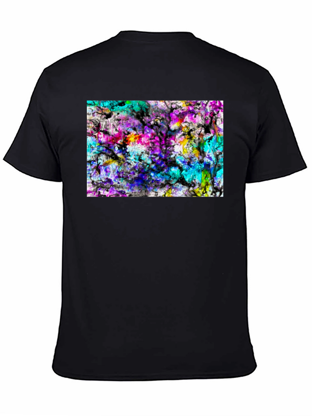 Abstract Art Print Black Tee - Modern Casual Wear