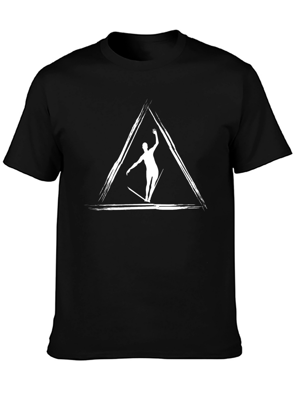 Geometric Surfer Graphic Tee - Black