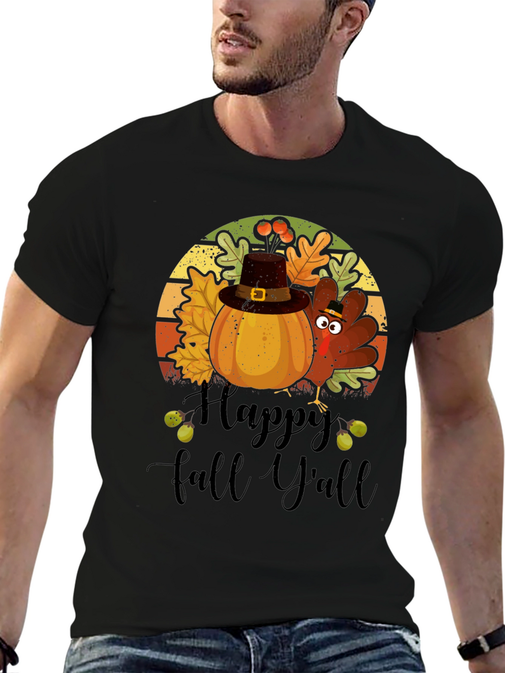 Happy Fall Yall Thanksgiving Graphic T-Shirt